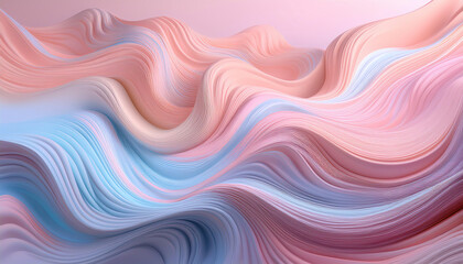 Obraz premium Abstract flowing waves in soft pastel colors creating a serene visual effect.