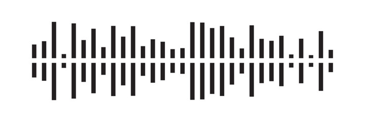 Waves of the equalizer. Vector illustration of music sound on isolated background. Drawing of radio signal painted by black inks. Sketch of musical soundtrack. Etching of voice record in eps 10.