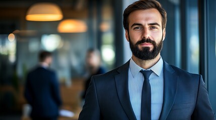 Fototapeta premium Bearded Businessman in Formal Attire Exuding Confidence and Professionalism