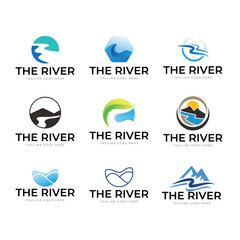 Fototapeta premium Set of River, Water set template vector logo