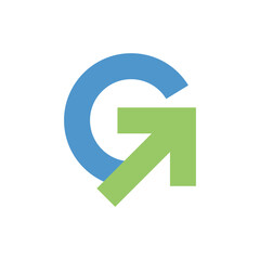 Letter G with Arrow Logo Design.