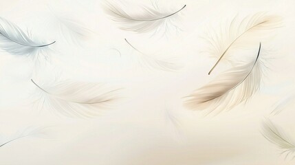 Obraz premium A flock of white feathers floats atop a pristine white paper on a snowy white tablecloth