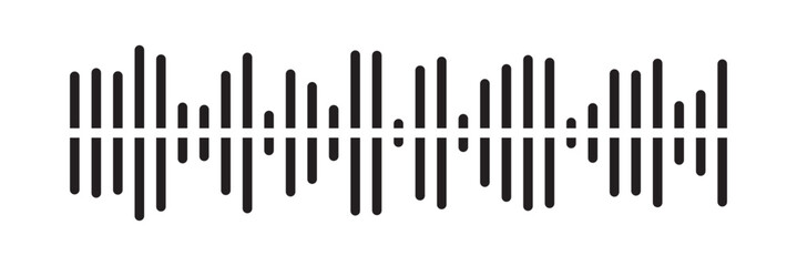 Radio Wave icon. Monochrome simple sound wave on white background. Vector sound wave icon. Music player sound bar. Record interface. Equalizer icon with soundwave line. vector illustration in eps 10.