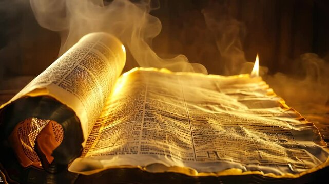 A burning book with smoke rising from its pages, a metaphor for lost knowledge