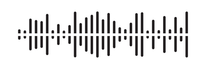 Radio Wave icon. Monochrome simple sound wave on white background. Vector sound wave icon. Music player sound bar. Record interface. Equalizer icon with soundwave line. vector illustration in eps 10.