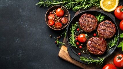 Delicious Grilled Meat Patties with Fresh Vegetables