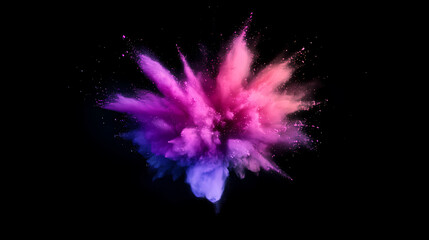 Colorful powder explosion on black background