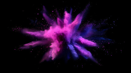 Colorful powder explosion on black background