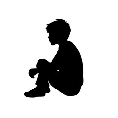 silhouette of a young boy thinking  design, silhouette vector illustration transparent background