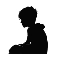 silhouette of a young boy thinking  design, silhouette vector illustration transparent background