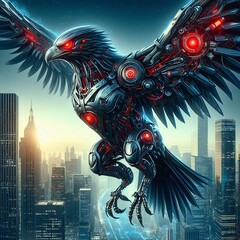 iron eagle-cyborg in cyberpunk style