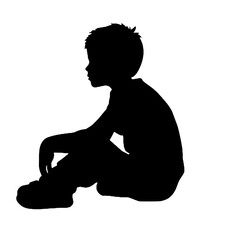 silhouette of a young boy thinking  design, silhouette vector illustration transparent background