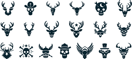 antlers icons set. Simple set of antlers vector icons for web design on white background