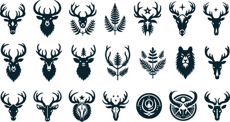 antlers icons set. Simple set of antlers vector icons for web design on white background