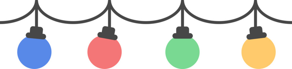 Line Bulb Light Bunting Hanging Decoration Illustration