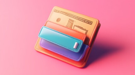 Plasticine cash and credit payment symbol. Wallet with credit and cash. Concept for online payments and financial savings.