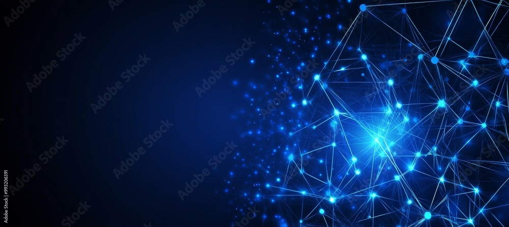 Poster three-dimensional rendering of an abstract mesh. wave with dots and lines.