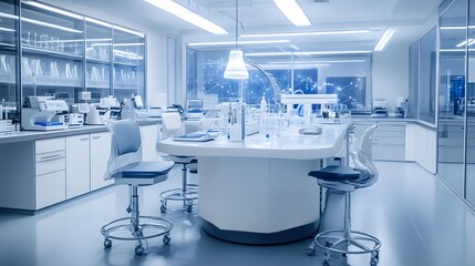 Modern, Sterile Laboratory with White Furniture and Equipment