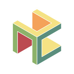 Cube logo, geometric vector design. Box logotype company, trendy techno emblem in isometric 3D style.