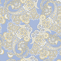 Elegant Paisley Seamless Vector Pattern. Indian floral motifs for fabric designs