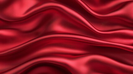 Obraz premium Rich red satin texture flowing across a solid background, with soft lighting enhancing its smoothness and shine, evoking a sense of luxury and elegance in a minimalist composition