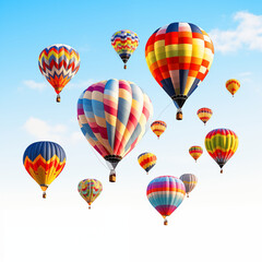 Obraz premium Colorful Hot Air Balloons Floating In Blue Sky With Clouds