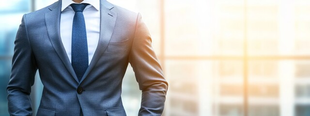 Confident Business Leader in Formal Attire Stands in Office Boardroom,Ready to Oversee Company