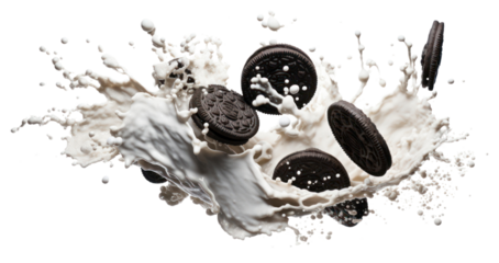 PNG Cookies and cream milk splash border white background confectionery splashing.