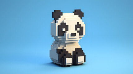 Obraz premium Panda 3d pixel Character Cartoon