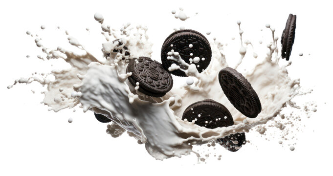 PNG Cookies and cream milk splash border white background confectionery splashing.