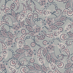 Damask Paisley seamless vector pattern for fabric design. Vintage textile background