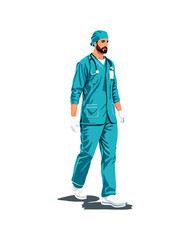 Detailed flat vector people and illustration, man with surgery outfit