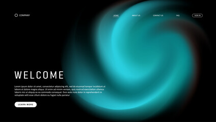 Abstract wave futuristic design of landing page. retro gradient mesh website design