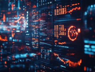 Obraz premium Fintech innovation meeting with digital financial tools on display, tech-savvy style, sharp focus, bright lighting, high detail