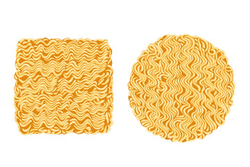instant noodles cube isolated on white background, illustration ramen cubes or noodle for clip art