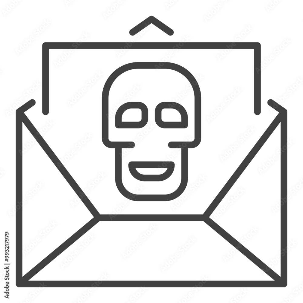 Poster message with computer virus vector spam thin line icon or symbol
