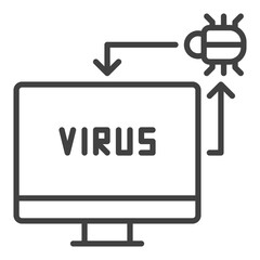 Bug in Computer vector PC Viruses icon or symbol in outline style