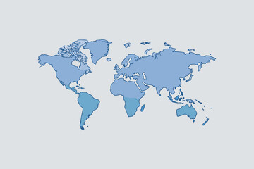 Fototapeta premium A detailed vector illustration of a world map on a white background.