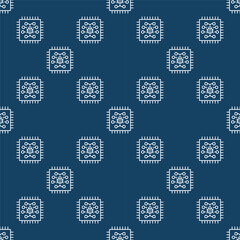 PC Chip with Virus vector seamless pattern in outline style