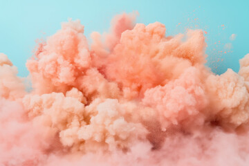 Pastel pink cloud of dust explosion in the air with soft particles