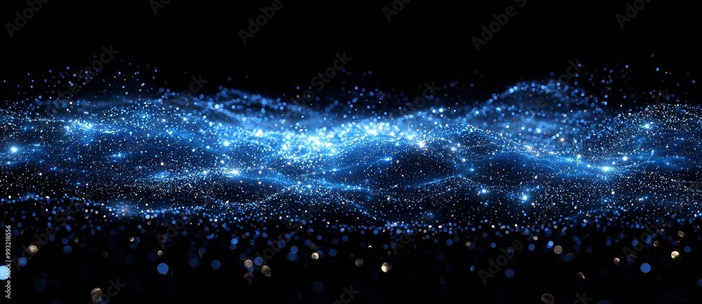 Poster background with futuristic dots and a dynamic wave. 3d rendering.