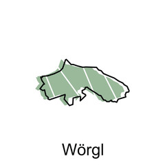 Worgl map City, administrative division of Austrian Country simple. Vector illustration design template