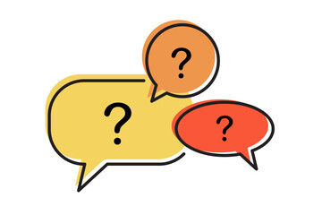 Question chat bubble symbol with outline. Vector illustration