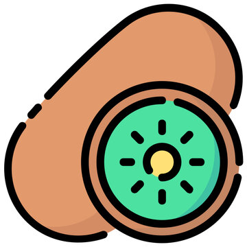 kiwi fruit slice whole brown green clip art preview