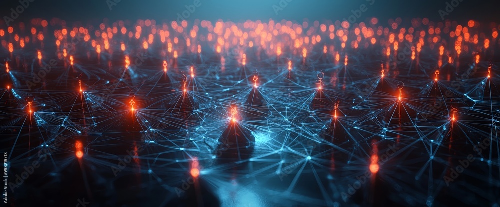 Fototapete Concept of the block chain network, distributed register technology, block chain text and computer connection. 3D rendering.