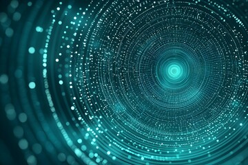 Fototapeta premium Abstract circular pattern with dynamic light effects in teal tones