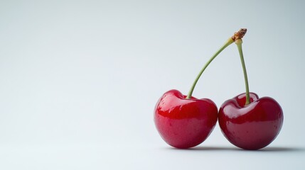 Fresh Cherries on White Background.