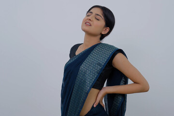 Indian Woman in Saree having Back Pain