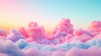 Dreamy landscape with floating clouds, fantasy, pastel colors, digital painting