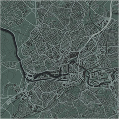 Map of Bristol in United Kingdom in a smooth dark style. Contains layered vector with roads water, parks, etc.